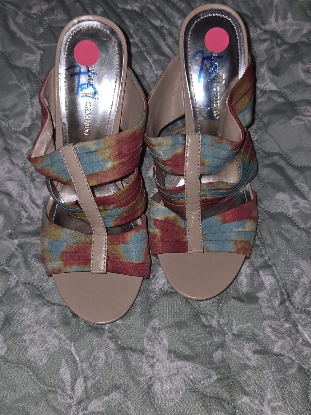 Vince Camuto Multicolor Tie-Dye Strappy Sandal - Tan Footbed